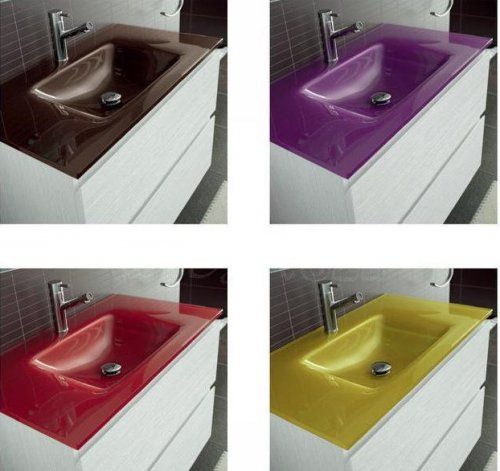 Lavabos integrales de cristal para muebles de baño