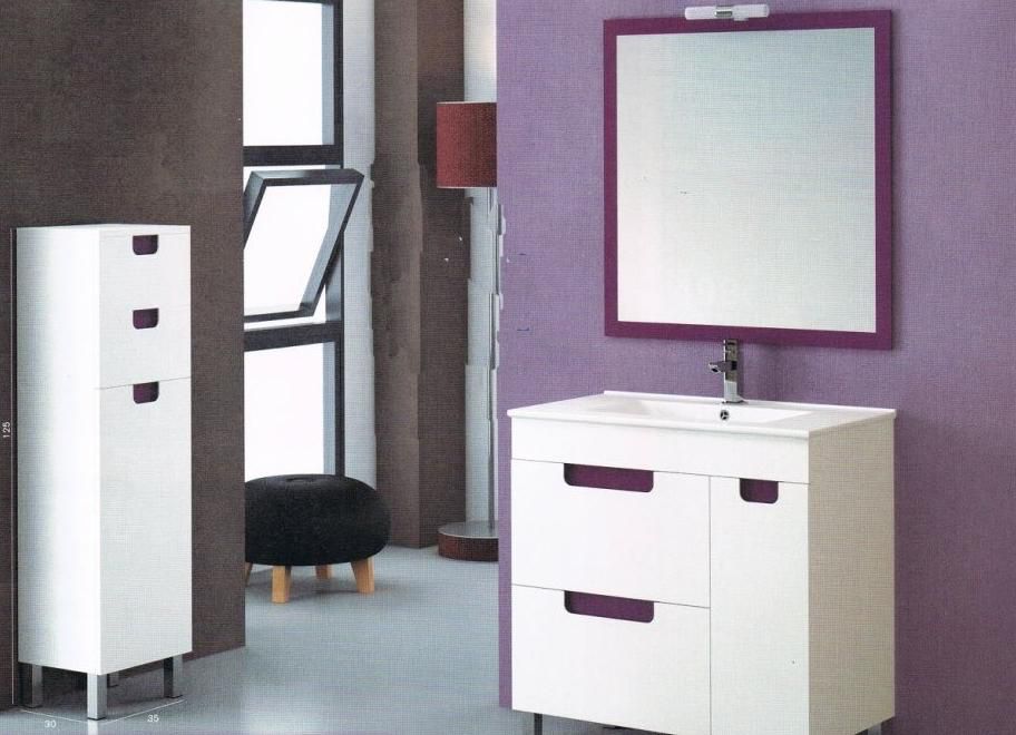 Mueble baño Sena blanco/berenjena 70cm.